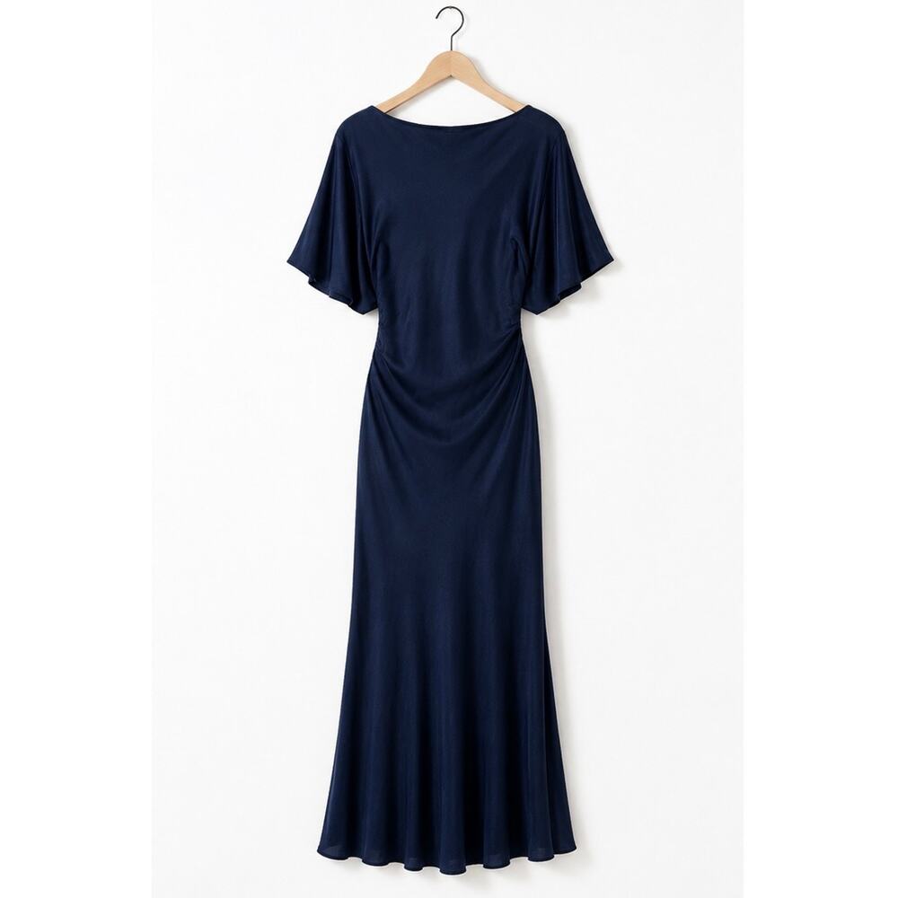 Reformation Caila Silk Maxi Dress Navy Blue Size S NWT - Picture 5 of 10